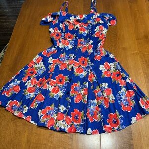 Vintage Stefano Floral Button Up Sun Dress Off Shoulder Ruffle 90s Flirt Medium